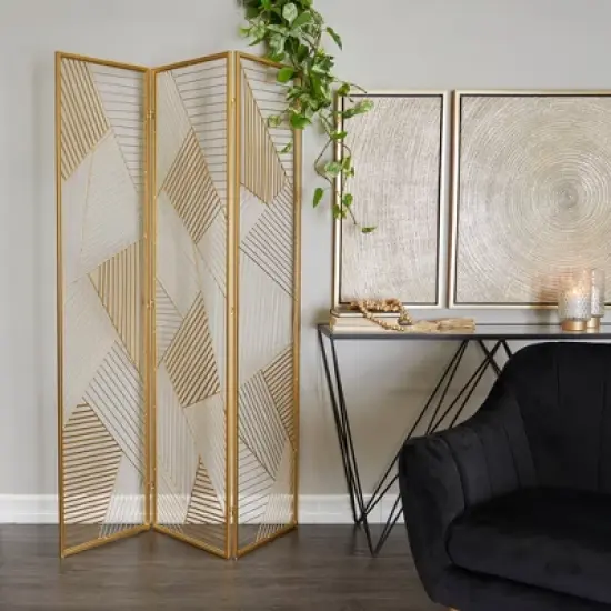 Glam Geometric Room Divider Screen Gold - Olivia & May image {1}