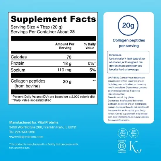 Vital Proteins Collagen Peptides Unflavored Powder image {3}