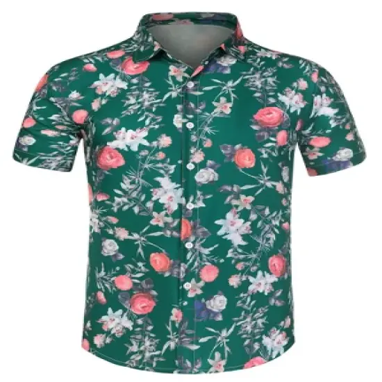 Lars Amadeus Men's Summer Floral Printed Short Sleeves Button Down Beach Hawaiian Shirt image {12}