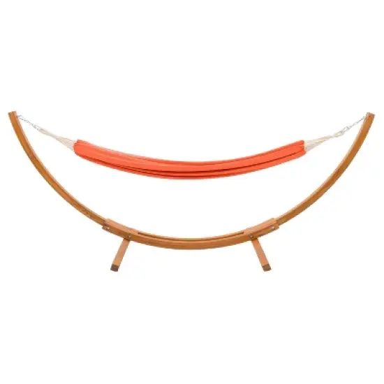 Wood Frame Free Standing Sling Hammock - Orange - CorLiving image {2}