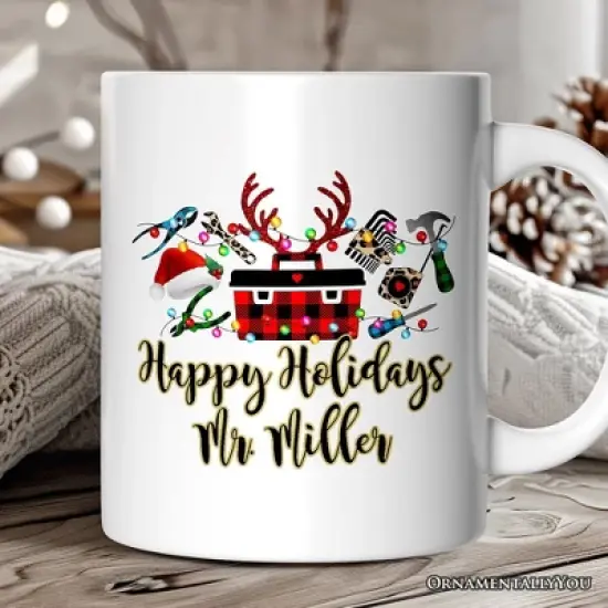 Handyman Buffalo Plaid Christmas Mug Woodworking Gift (Non-Custom Only)| OrnamentalyYou image {3}