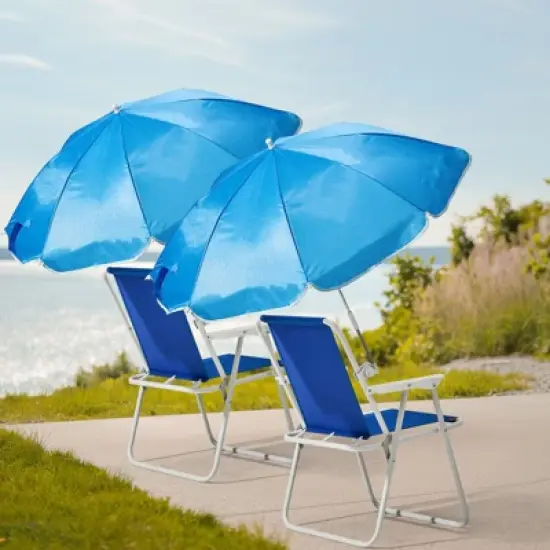 Karl Home Blue Metal Folding Beach Chair(Set of 1) image {2}