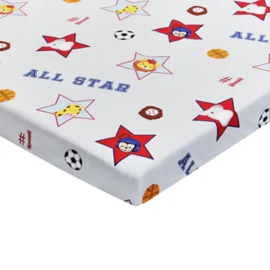 Everyday Kids 2-Pack Pack 'n Play Sheets, 100% Cotton, Jungle Sports & Blue, Soft Fitted Sheets for Portable Crib, Playpen, or Mini Crib image {11}