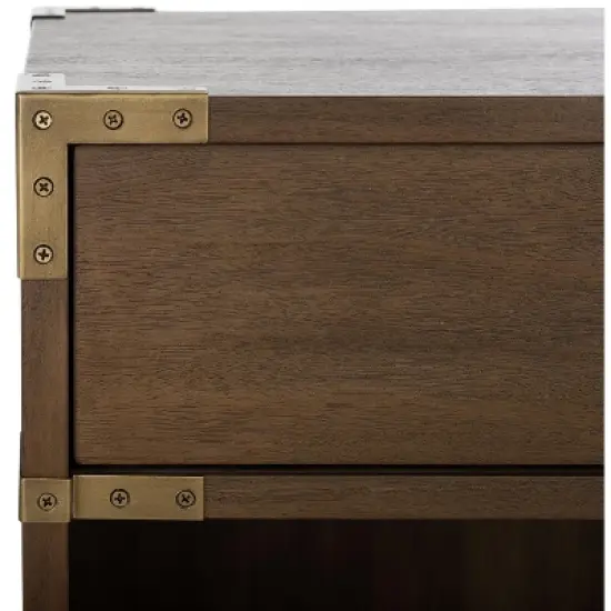 Nisha 1-Drawer Wood Nightstand - SFV7707 - Brown - Safavieh Couture image {8}