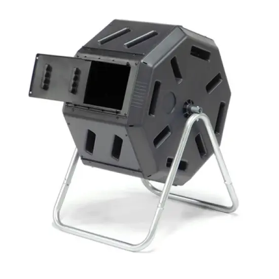 FCMP Outdoor Plastic Dual Chamber Tumbling Composter Outdoor Elevated Rotating Garden Compost Bin image {3}