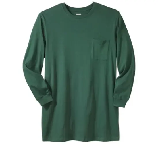 KingSize Men's Big & Tall Shrink-Less&trade; Lightweight Longer-Length Long-Sleeve Crewneck Pocket Tee image {9}
