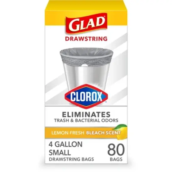 Glad Small Drawstring Trash Bags - Clorox Lemon Fresh - 4 Gallon image {16}