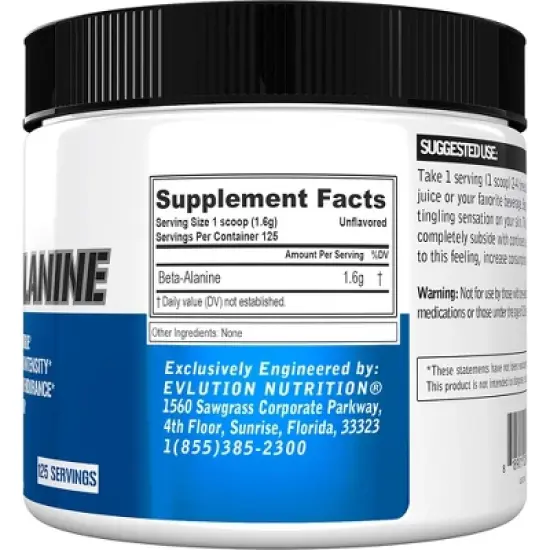 Evlution Nutrition Beta-Alanine - Strength & Endurance - 125 Servings image {1}