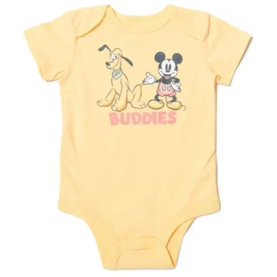 Disney Mickey Mouse Pluto Mickey Mouse Baby 4 Pack Snap Bodysuits Newborn to Infant  image {3}