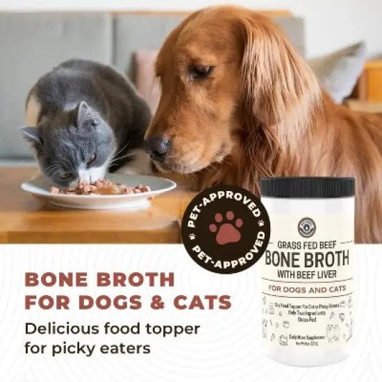 Bone Broth for Dogs and Cats with Beef Liver, Dog Food Toppers for Picky Eaters, Supports Joint & Gut Health, Beef Flavor, Left Coast Performance, 8oz image {4}
