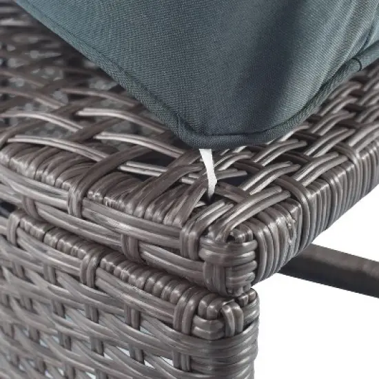 2pc Outdoor Wicker Conversation Sectional Set with Cushions & Half-Moon Side Table for Umbrella - Gray - GODEER image {13}