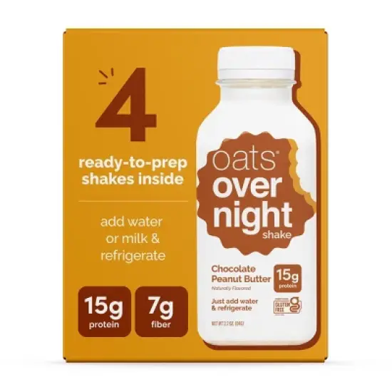 Oats Overnight Chocolate Peanut Butter Breakfast Shake - 8.8oz/4ct image {2}