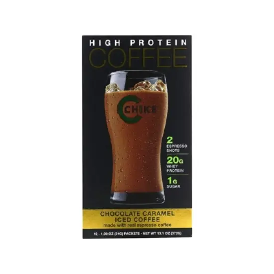 Chike Nutrition High Protein Iced Coffee, Chocolate Caramel, 12 Packets, 1.09 oz (31 g) Each image {3}