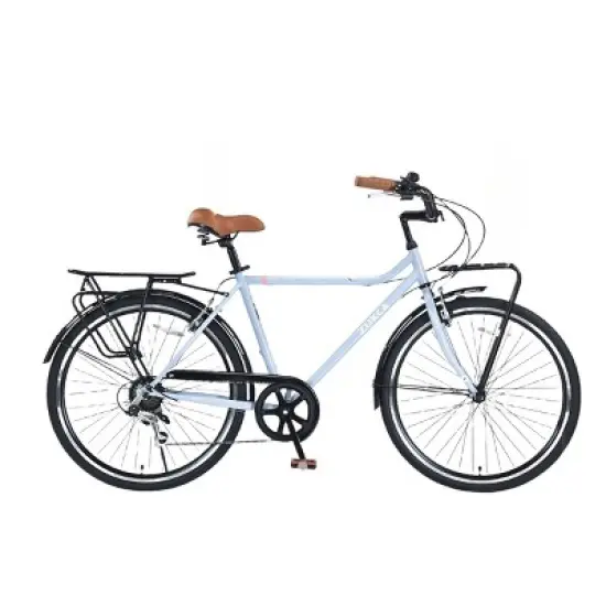 DSVIMOY Bicycles, 26 Inch Vintage Style Bike, 7-Speed Commute Bike with Leather Saddle for Men and Women, Blue, 22.05"*37.8"*66.93" image {3}