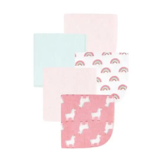 Hudson Baby Infant Girl Animal Hooded Towel 3pk and 15 Washcloths, Unicorn, One Size image {5}