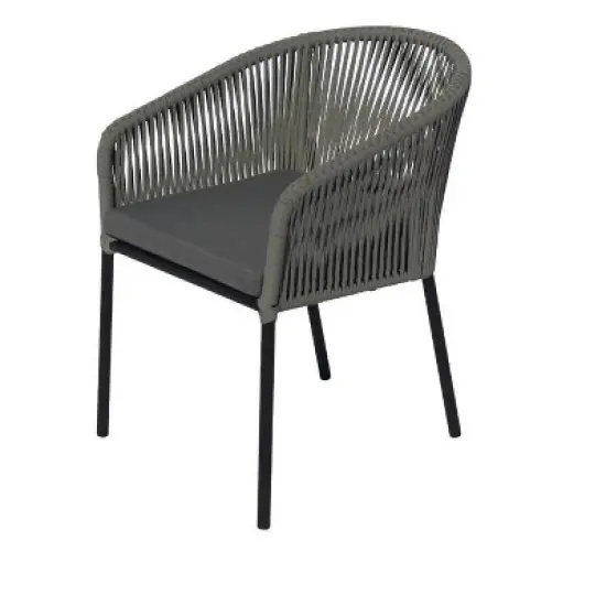 Courtyard Casual Osborne Black Aluminum Outdoor Dining Chairs, 2 pc set with Cushions image {4}