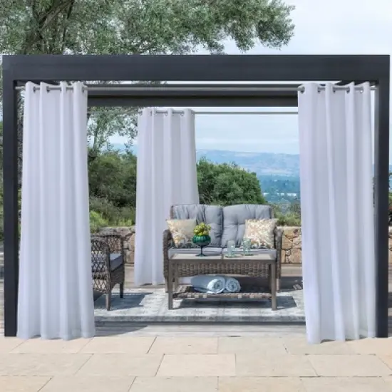 Commonwealth Seascapes Light Filtering Satiny Look and Feel Provide Privacy Grommet Outdoor Panel Pair, White image {4}