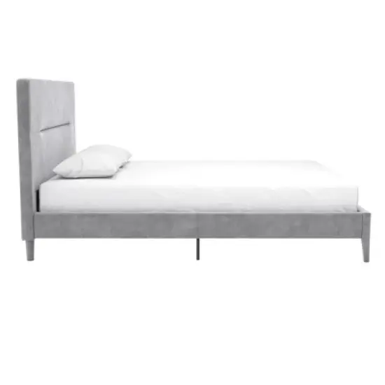 Westerleigh Upholstered Platform Bed with Minimalist Tufted Headboard Light Gray - CosmoLiving by Cosmopolitan image {4}