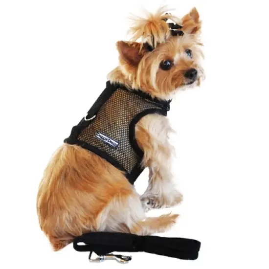 Doggie Design Cool Mesh Dog Netted Harness with Leash - Solid Black image {6}