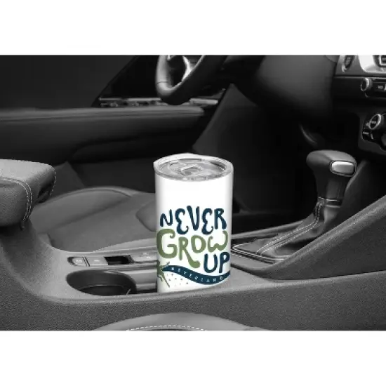 Elanze Designs Never Grow Up Neverland Navy and Green 20 ounce Stainless Steel Travel Tumbler with Lid For Your On The Go Beverages image {4}