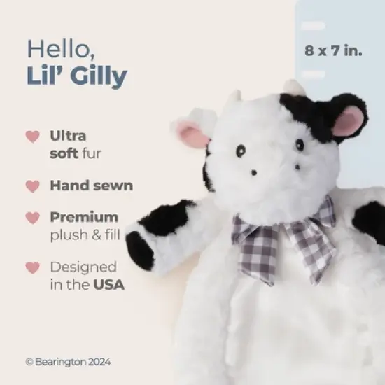 Bearington Lil' Gilly 8" x 7" Cow Security Blanket for Babies - Cow Lovey - Cow Loveys for Babies image {5}