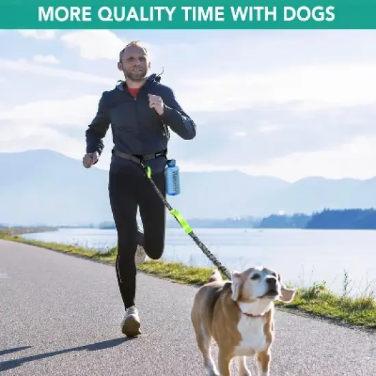 PetAmi Heavy Duty Hands-Free Waist Leash for Dog Walking Jogging Hiking, Bungee Belt with Padded Dual Handle for All Size Pet up to 150 lbs image {4}