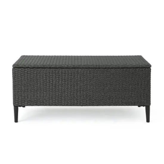 WELLFOR 37 gal Rattan Deck Box Gray image {4}