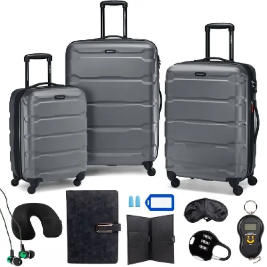 Samsonite Omni Hardside Nested Luggage Spinner Set, Charcoal with 10pc Accessory Kit image {6}