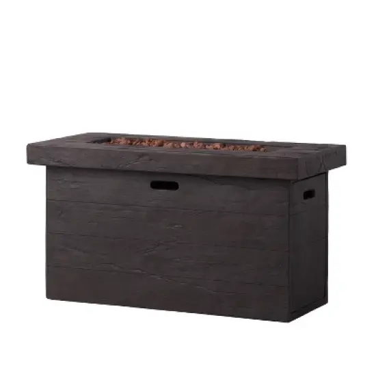 Custer Outdoor Rectangular Fire Pit - Brown - Christopher Knight Home image {3}