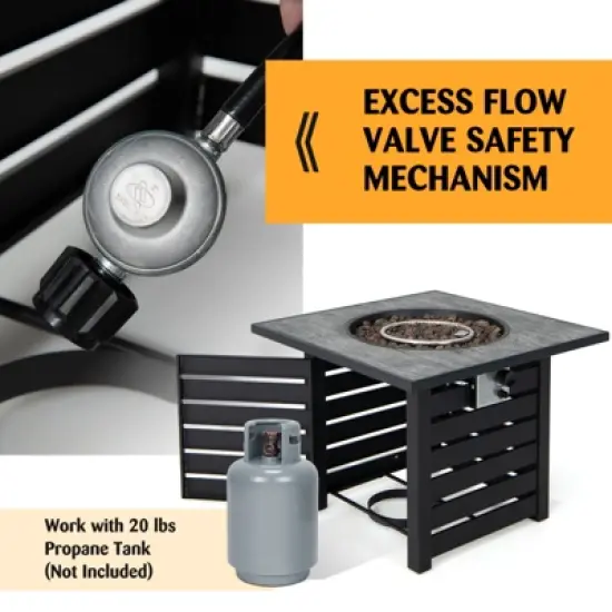Tangkula 32&rdquo;Propane Fire Pit Table Square Tabletop Auto-Ignition W/ Rain Cover Lava Rocks image {7}