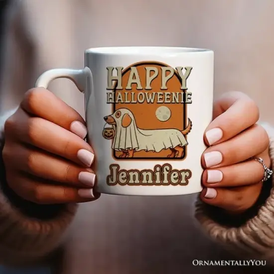 Happy Halloweenie, Halloween Mug, Retro Halloween Dachshund Gift (Non-Custom Only)| OrnamentallyYou image {2}
