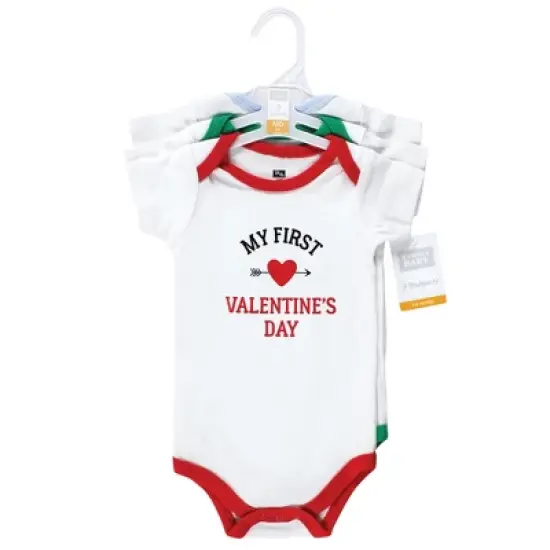 Hudson Baby Infant Boy Cotton Bodysuits, Boy First Valentine Easter image {1}