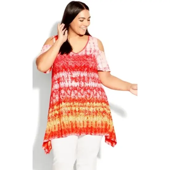 Women's Plus Size Tuscan Sun Cold Shoulder Tunic - rose | AVENUE image {3}
