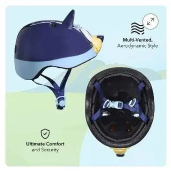 Bluey Microshell Cycling Youth Bike Helmet - Blue S: Vented, Adjustable Strap image {6}