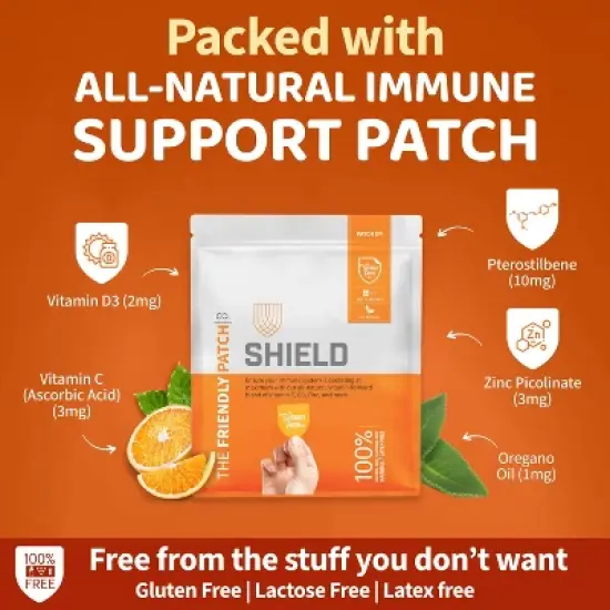 The Friendly Patch Shield patches 8 immune support  D3, C & Zinc Patch image {1}