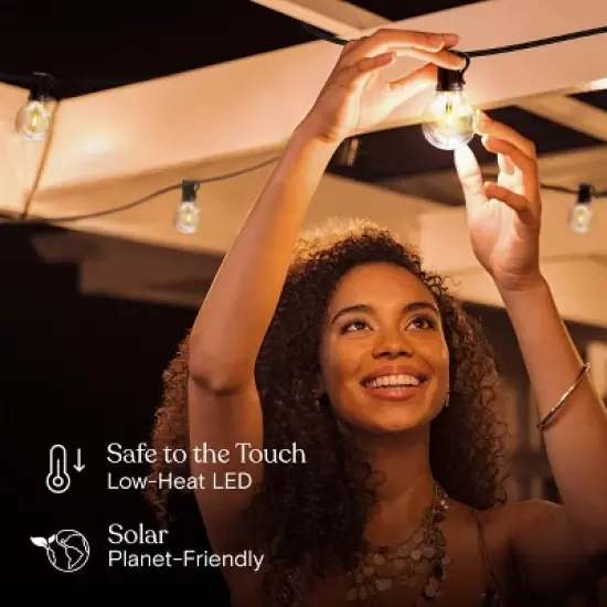 Brightech 12-Bulb LED Ambience Pro Solar 1W 27ft 3000K G40 Outdoor Orb and Globe String Lights Clear Bulb Black Wire image {3}