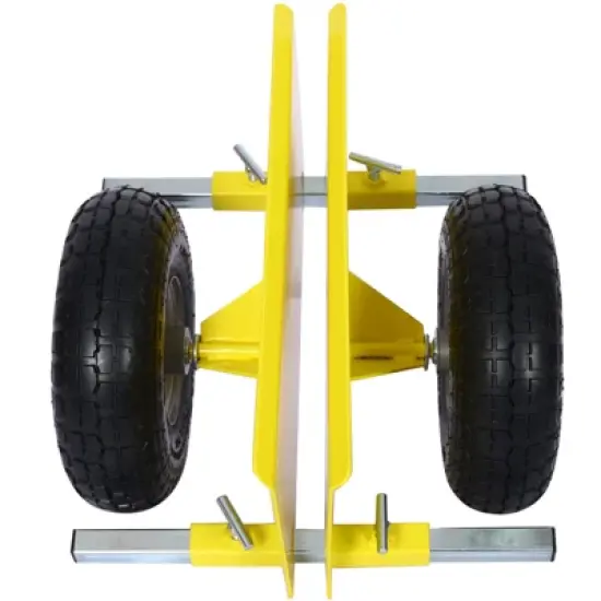 Flat trolley,metal flat trolley with pneumatic wheels,600lb capacity,yellow,for heavy equipment and material handling of drywall panels image {3}