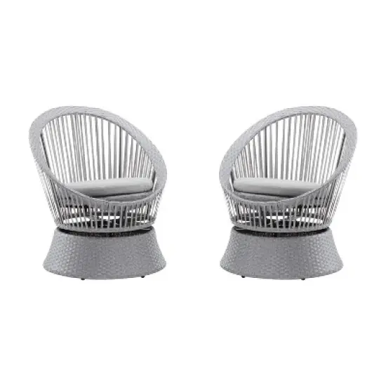 Christopher Knight Home Acheson Modern Outdoor Rattan and Iron Upholstered Accent Chair (Set of 2) image {10}