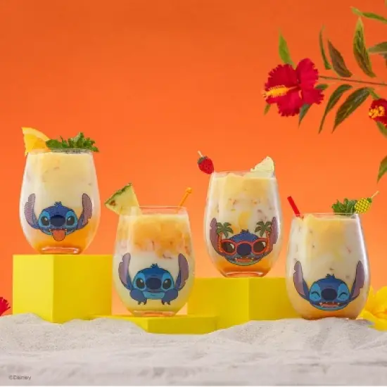 Lilo & Stitch Faces Stemless, 19oz set of 4 image {1}