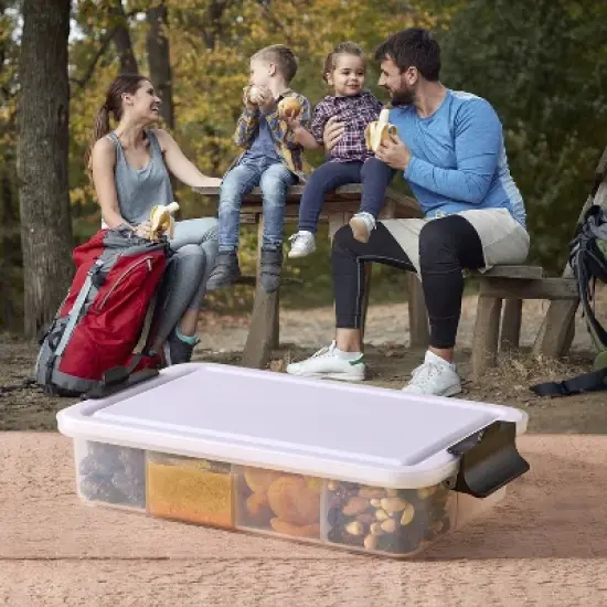 Farberware 7.8"x12.7" Snackle Box: Clear Plastic Food Storage Container with Locking Lid, Dishwasher-Safe, 170 Volume Capacity image {3}