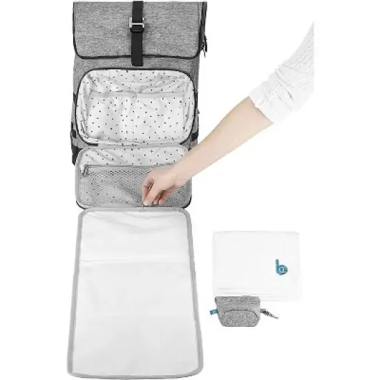 Babymoov Sancy Diaper Bag Backpack, Unisex Back Pack With Heavy Duty Roll-Top Closure, Large Insulated Compartment, Changing Pad & Accessories image {3}