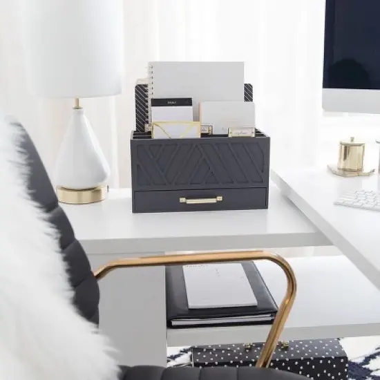 Blu Monaco Wooden Mail Organizer for Home and Desk - 3 Tier with Small Label Holders - Hold Letter Size File Folders image {1}