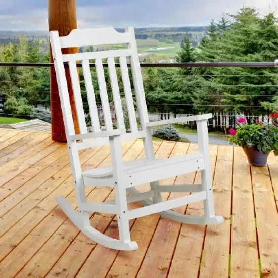 Emma and Oliver All-Weather Rocking Chair in Faux Wood - Patio and Backyard Furniture image {1}