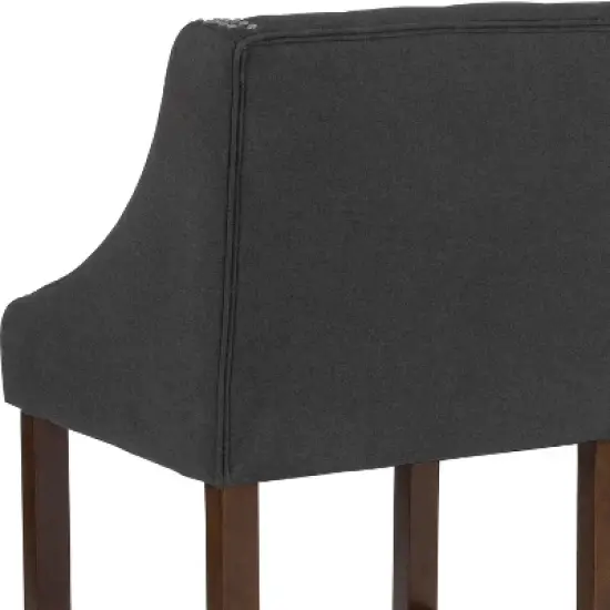 Emma and Oliver 24"H Transitional Tufted Walnut Counter Stool image {5}