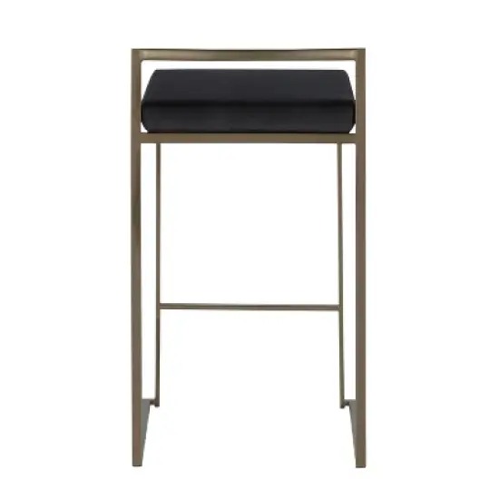 Set of 2 Fuji Industrial Stackable Counter Height Barstools - LumiSource image {4}