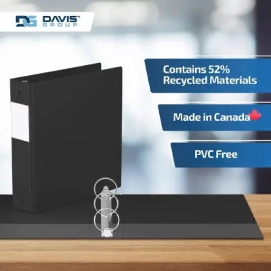 Davis Group 6pk 2" Premium Economy Round Ring Binders Black: Hard Cover, 400 Sheet Capacity, 2 Pockets, Polypropylene image {6}