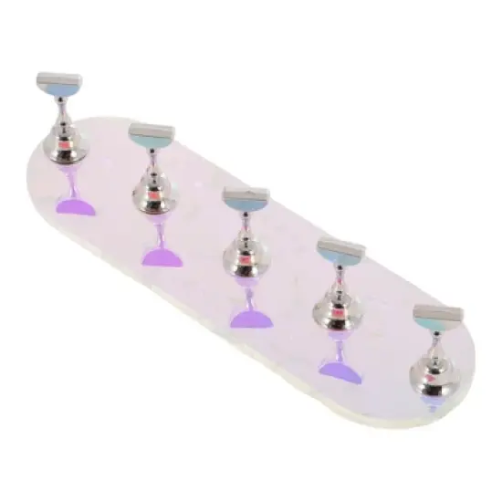 Unique Bargains Oval Nail Display Stand Colorful Silver Tone 1 Set image {5}