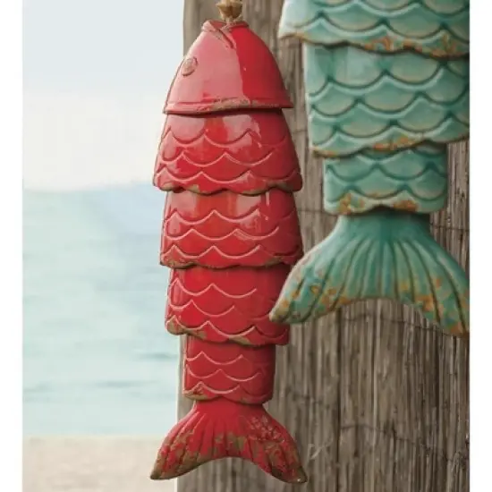 Wind & Weather Colored Porcelain Koi Fish Wind Chime image {5}