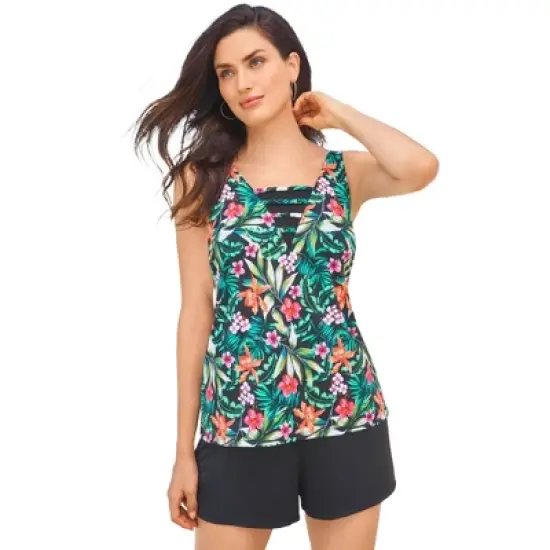 Swim 365 Women&rsquo;s Plus Size V-Neck Longer Length Tankini Top image {4}