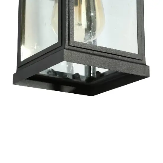 12" Metal/Seeded Glass Square Outdoor Wall Light Matte Black - LNC image {5}